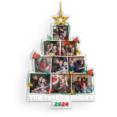 Personalized Family Name Photo Ornament - Customized Photo Christmas Tree Shaped Acrylic Ornaments, Custom Ornaments, Birthday Gift for Family Members